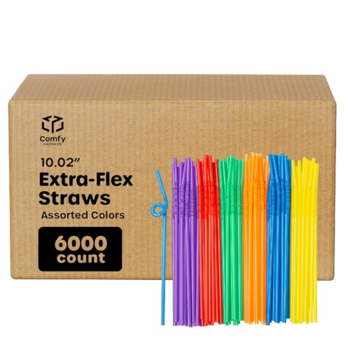 Comfy Package 6000 Assorted Flexible Straws