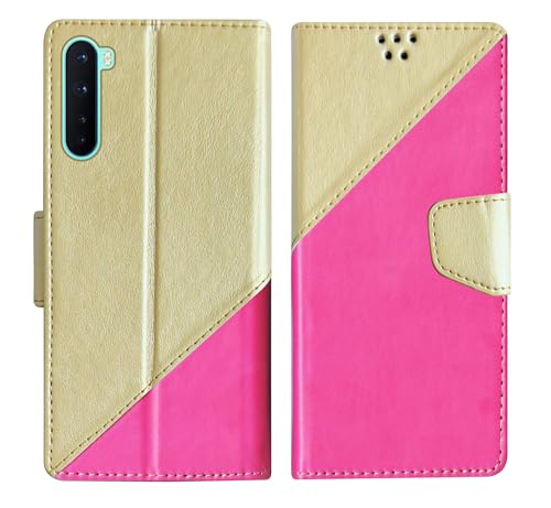 Image of SBMS Flip Cover Case for OnePlus Nord 5G Back Case Cover with Magnatic Closure | Inbuilt Stand | Card & Money Pocket (MultiPink)