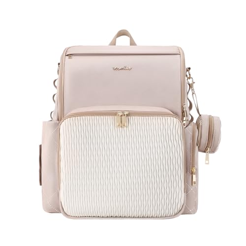 vosmles Stylish Baby Diaper Bag, Baby Bag with Changing Pad, Pacifier Case& Stroller Straps, Large...