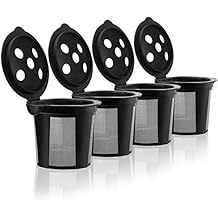 4 Reusable K Cups for Keurig K Supreme, K Supreme Plus, K Slim with Multistream Technology, K-Duo Hot & Iced Single Serve Gen 2 - 4 Black Refillable Kcups Coffee Filters for Keurig Coffee Makers
