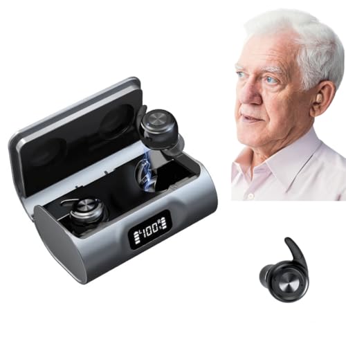 Amplificador de Sonido Auditivo Recargable – Reducción Inteligente de Ruido, Diseño Ergonómico con Estación de Carga USB, Auriculares Inalámbricos con Tapones Suaves, Ajuste Seguro y Cómodo