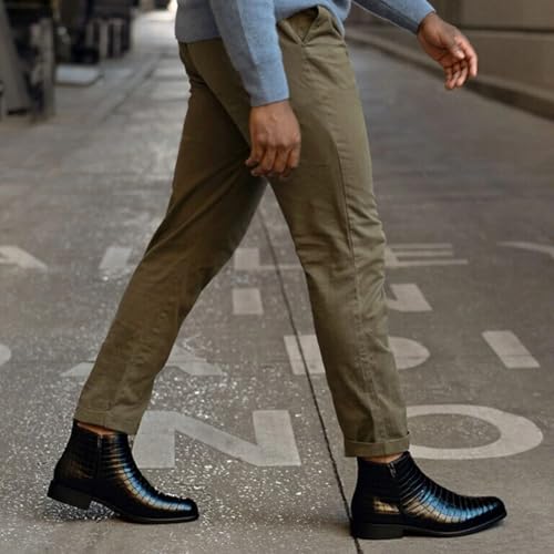 Men's Leather Print Slip On Chelsea Dress Boots Fashion Comfortable High Top Pointed Toe Business Casual Dress Ankle Boots Formal Wedding Party Oxford Booties4