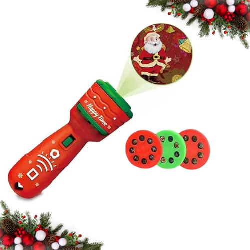 KARELLS Christmas Flashlights,Christmas Projector Torch,24 Patterns Projector Lights for Girls Boys Night Light Christmas Party(Red)