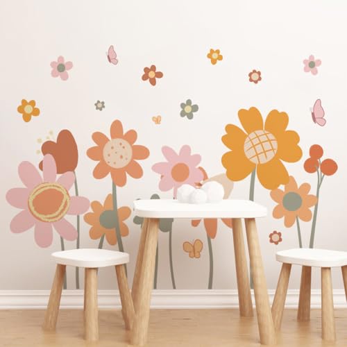 WandSticker4U®- BOHO Wandtattoo Kinderzimmer BLUMEN...