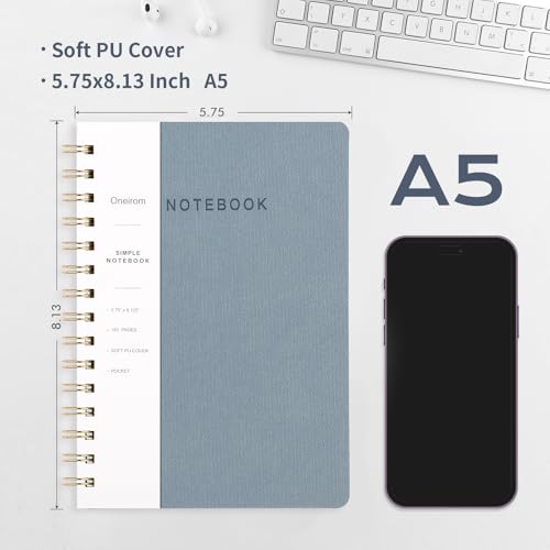 Image of Spiral Notebook-5.75 inch x 8.125 inch College Ruled Journal with Inner Pockets and 160 Pages,PU Leather Cover Business Journal, Twin-Wire Binding Notebook Perfect for Office & Home School Supplies 6 pack Reefblue /Pink