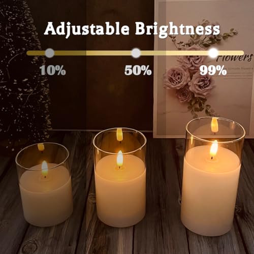 Image of LEDHOLYT Rechargeable Flameless Flickering LED Glass Candles - Set of 5 | Rechargeable Fake Electric LED Flame Candles for Centerpiece Table Decorations, Wedding, Aniversary, Halloween, Christmas