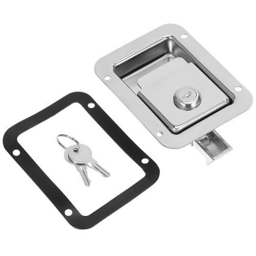 TEHAUX Serratura Maniglia Paddle in Acciaio Inox con Chiave Chiavistello Antifurto per Porte e Armadietti Blocco Pesante per Veicoli e Casse Attrezzi