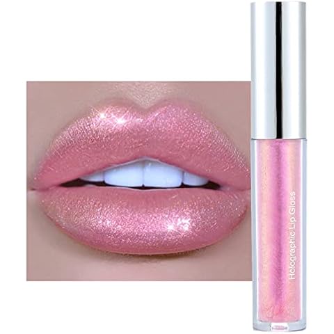 GEEWHILE Metallic Pink Lip Gloss with Glitter Cover