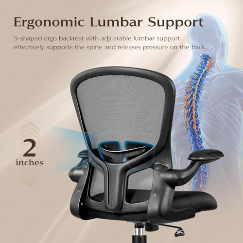 Image of FelixKing Office Desk Chairs, Ergonomic PC Desk Chair with Wheels, Adjustable Lumbar Support and Height, Swivel Computer Chair with Flip-up Armrests, Ergo Mesh Backrest for Working (Black, Pack of 8)