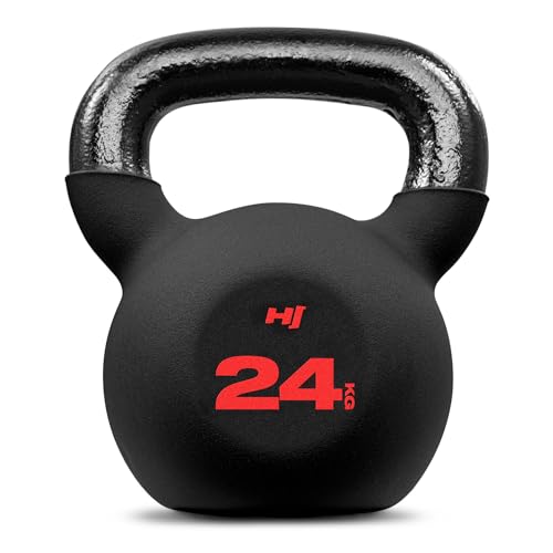 Hop-Sport Kettlebell 24kg Kugelhantel aus Gusseisen mit Neoprenbeschichtung Fitness Gewicht für Krafttraining Functional Training & Home Gym bodenschonend ergonomischer Griff