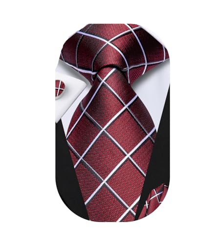 Image of Hi-Tie Men 63inches Tie Set Extra Long Necktie Paisley Tie Pocket Suqare Cufflinks Big and Tall Men Tie