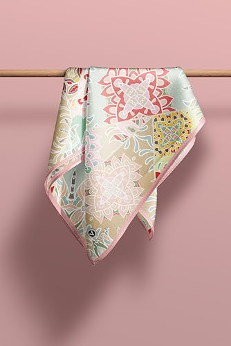 100% Silk Headscarf for Women - 22"x 22" inch Hair Scarf Ethnic Pattern Silk Headscarf Bandanas Square Silk 603534