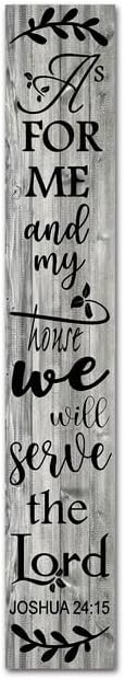 SRongmao Tall Welcome Sign for Front Porch Standing 8x63inch Wood Large As for Me and My House We Will Serve The Lord Wall Decor Rustic Wooden Porch Hanging Sign for Farmhouse Home Front Door
