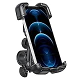 Bike Phone Holder [2025 Upgrade] - Motorcycle Phone Mount 100mph Military Anti-Shake 10s Quick Install Bicycle Phone Holder Handlebar Phone Mount Compatible with iPhone, Samsung, All Smartphone, Black