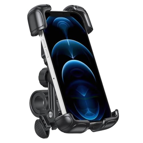 Bike Phone Holder [2025 Upgrade] - Motorcycle Phone Mount 100mph Military Anti-Shake 10s Quick Install Bicycle Phone Holder Handlebar Phone Mount Compatible with iPhone, Samsung, All Smartphone, Black