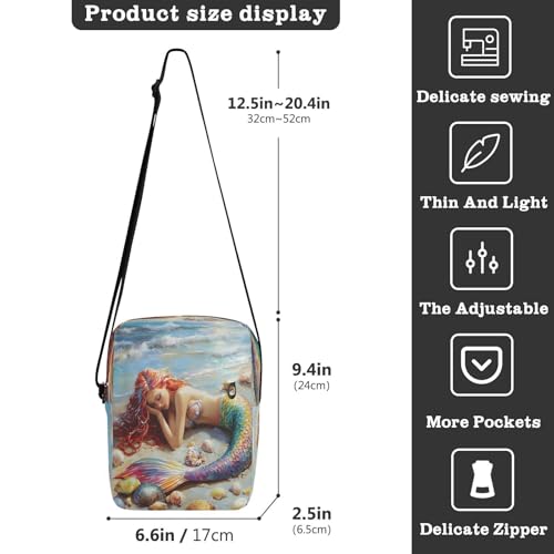 Crossbody Bag Mermaid Princess Beach Messenger Bag for Women Men Purse Shoulder Bag Satchel Bag with Adjustable Strap 214B87953