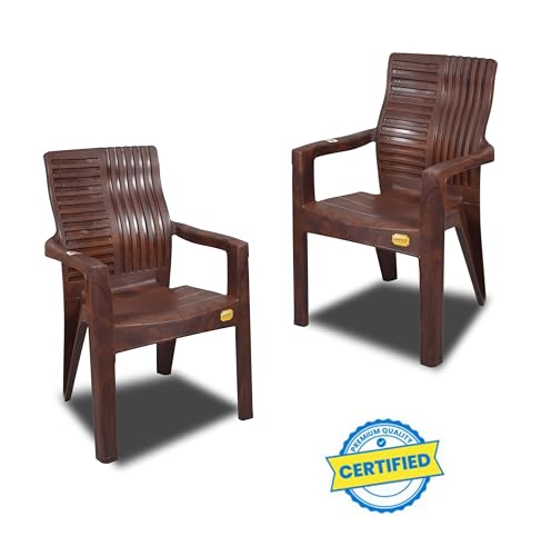 Image of Anmol Heavy Duty High Back Chair | Titanium Classic Plastic Chair with Armrest | Strong & Comfortable Chair for Home, Office, Restaurant & Garden (Pack of 1)
