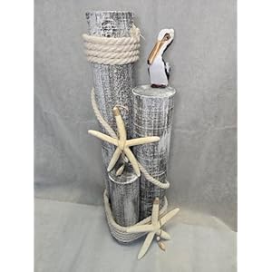 Pelicanonwoodpilingsnauticalstatuewithhangingstarfishcoastaldecorforporchgardenorpoolsidemarinebirdsculpturenauticaldecor  Urban Country Home Decor Pelican on wood pilings nautical statue with hanging starfishcoastal decor for porch garden or poolside marine bird sculpture nautical decor  urban country home decor