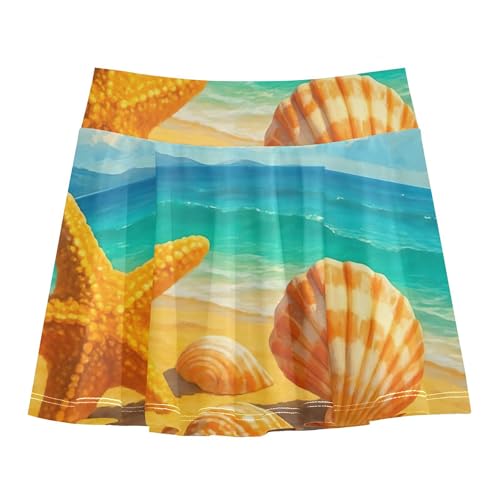 Sandy Beach Seashells Starfish Girls Skorts Athletic Shorts Tennis Skirts Toddler Dance Butterfly Skirt 3t