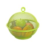 Cesto Portafrutta da Cucina con Coperchio, Tavolo da Pranzo, Arredamento, Scatola Portaoggetti, Fruttiera in Ferro Battuto, Lavastoviglie, Cestello di Scarico-Green