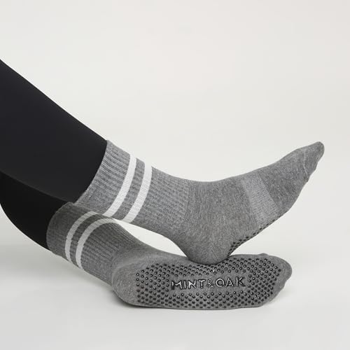 Image of Mint & Oak Pilates Socks with Grips for Women, Ankle Length Non-Slip Yoga Socks, Cotton Ideal For Yoga, Pilates, Gym, Workout, Cute Women's Gift