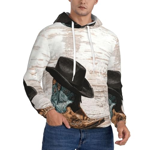 Pull à capuche imprimé cowboy homme confortable à manches longues pour l'hiver