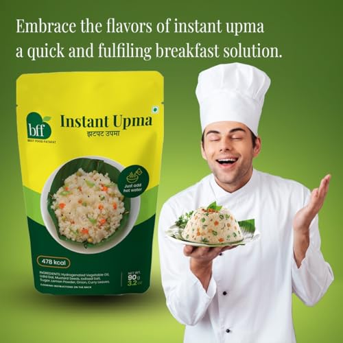 Image of Instant Upma Pack of 2 (90g Each) | Indian Breakfast Mix | Just Add Water | Made with Semolina & Spices | Convenient & Portable for Home, Office, or Travel