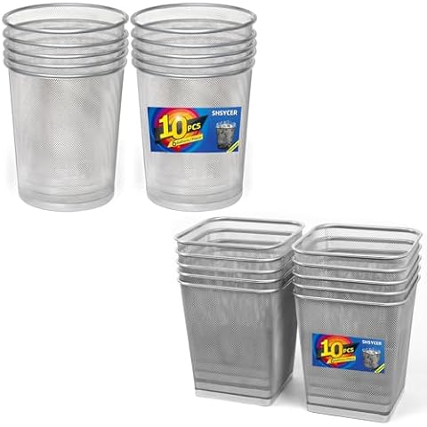 SHSYCER 20-Pack Metal Trash Cans 6 Gallon（10 Pack Round+10 Pack Square Cover