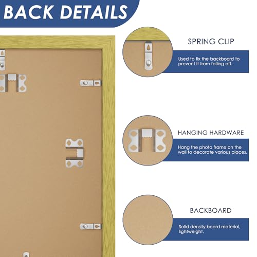 Image of PEALSN 8x10 Picture Frame Set of 6, Display Pictures 5x7 with Mat or 8x10 Without Mat for Wall Mounting or Table Top Display, Photo Frames Collage for Wall Decor, Gold