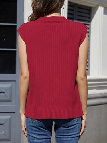 Image of ZDC Womens V Neck Sweater Oversized Sleeve Casual Ribbed Knit Tank Tops Loose Fit