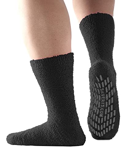 Silvert's Adaptive Clothing & Footwear Men’s And Women’s Gripper Non-Skid Hospital Slipper Socks For Seniors - Black Xl #TOP1