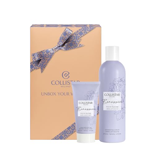 Collistar Cofanetto Regalo Donna Benessere Fico e Glicine con Crema-Latte Doccia 250ml + Burro Liquido Corpo 50ml, Idratante, Nutriente e Profumato per un Benessere Totale