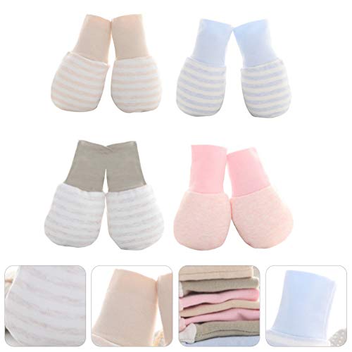 Toyvian 4 Pares de Luvas Anti-Riscos para Bebês Proteção para Recém-Nascidos Luvas Anti-Arranhões pa