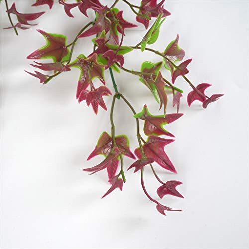 Pasyou Artificial Vine, Hanging Ivy Sweet Potato Leaves Plastic Plants Foliage Vines, Uv Resistant Greenery Fake Flowers For Indoor Outdoor Garden Door Wall Wedding Party Table Decoration Red 2 Pack #TOP3