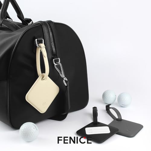 FENICE Vegan PU Leather Classic Name Tag with Belt Buckle Strap Closure for Suitcase Luggage Tavel Bag (Ivory)3