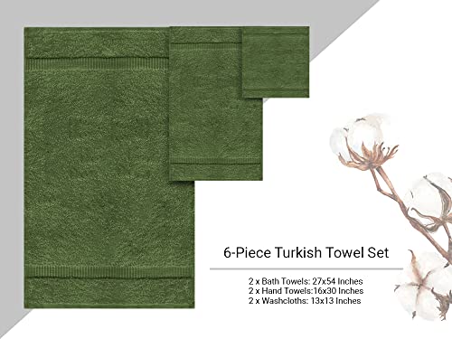Towel Bazaar Premium Turkish Cotton Super Soft And Absorbent Towels (6-Piece Towel Set, Moss Green) #TOP6