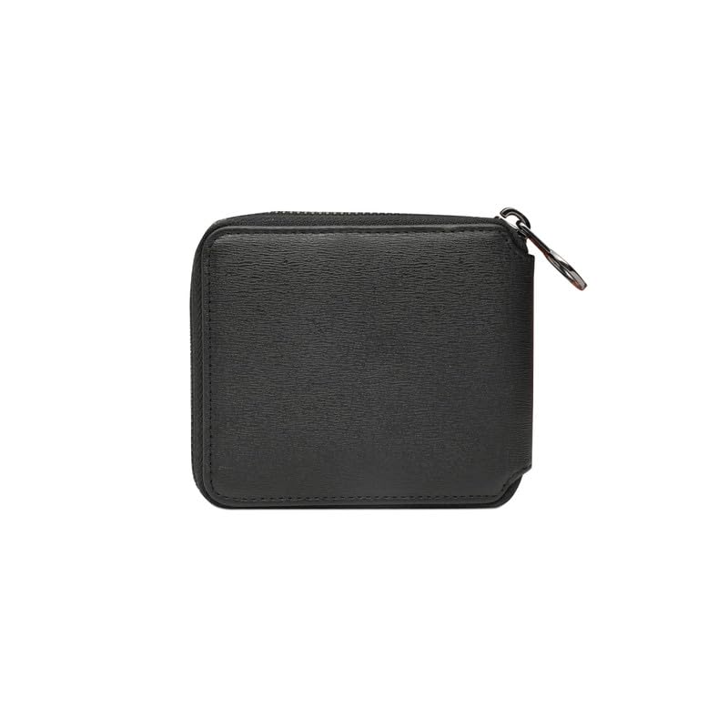 Image of Tommy Hilfiger Men's Zip Around Wallet Atrato - Black | Embossed Branding | Ideal Gift for Men