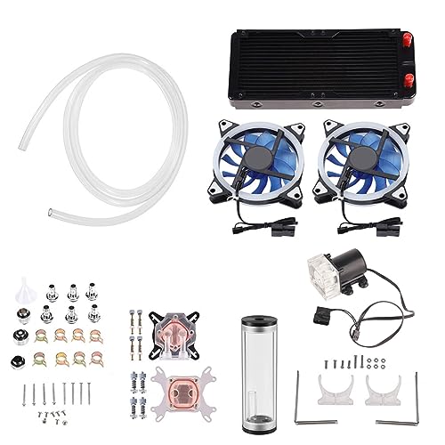 Akozon Kit de Refrigeración Líquida DIY de 240 Mm para CPU/GPU con Bomba, Depósito, Ventiladores LED y Disipador de Calor para un Rendimiento de Overclocking Mejorado