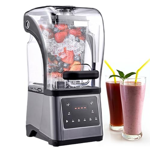 lilishangmao Licuadora Comercial Silenciosa Mejorada 2025, con Protector Silencioso De PC De 8 mm De Grosor, 9 Velocidades + Función De Hielo Picado + Autolimpieza, Batidora De Pie para Batidos