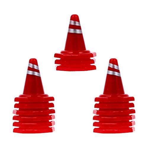 construction party favor cones - jojofuny 30pcs Miniature Road Cone Tiny Safety Traffic Cone Cake Topper Simulation Red Roadblock Model Photo Prop Construction Party Favors for Kids Children Random Style