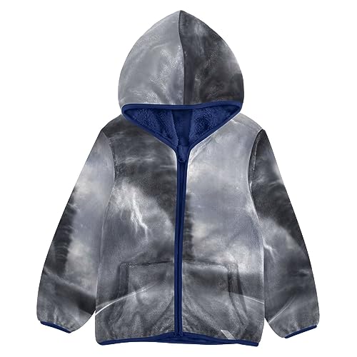 Image of Aflyko Boys Fleece Coat Blue Zip-Up Hoodie Girls Outerwear Kids Hooded Jacket