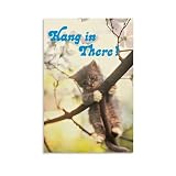 Motivational Cat Poster - Vintage Hang in There Wall Art 