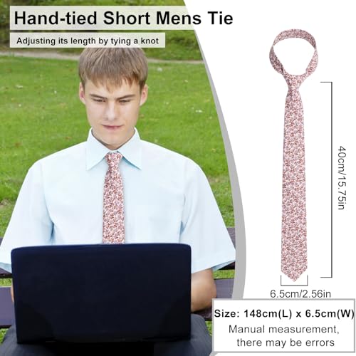 Image of Luckyvestir Mens Ties, Sage /Dusty Blue /Pink Floral Ties for Men, 2.76 inch Cotton Flower Necktie for Wedding /Groomsmen /Party
