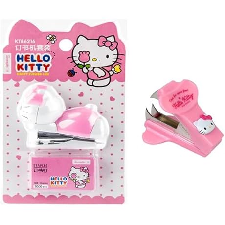 Hello Kitty Scissors Office School Stationery Mini Stapler +Staples+Staple Remover+ (tissue box cutter)