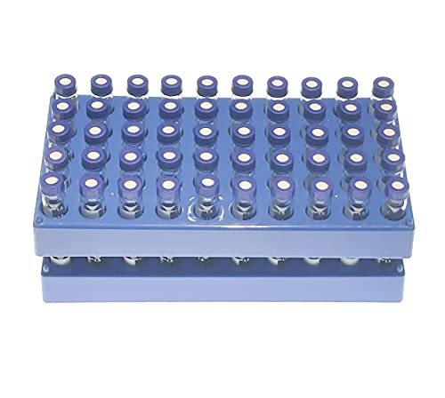 Muhwa 100Pcs Hplc Vials With 2 Racks, 2Ml Lab Autosampler Vials With Rack, Vials With Writing Area And Graduations, Screw Cap, White Ptfe And Red Silicone Septa (Clear) #TOP1