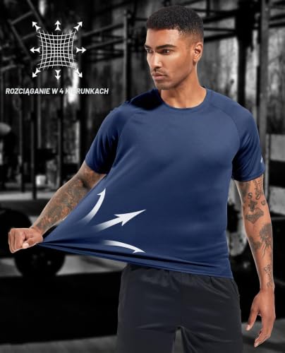 Boyzn Koszulka męska do biegania, odprowadzająca wilgoć, sportowa koszulka Dry Fit z krótkim rękawem, na siłownię, 1 sztuka lub 3-/ 5-/ 7-pak, XL