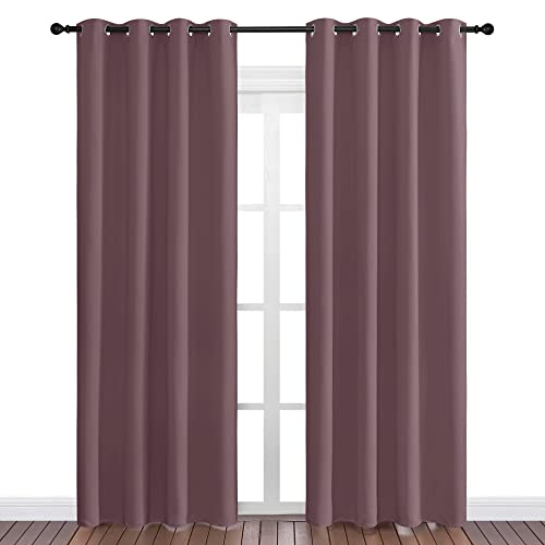 Image of NICETOWN Dry Rose Blackout Curtains 86 inch Long for Office, Dining Room, 55 inch Wide, 2 Pieces, Guest Room, Sound Reducing Heat and Cold Block Curtain Panels for Modern Decorative