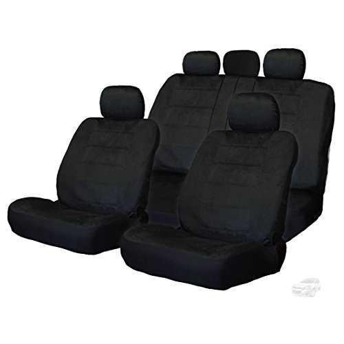 Yupbizauto Velour Fabric Car Truck Suv Seat Covers Set Airbag Compatible -Black (Black) #TOP14