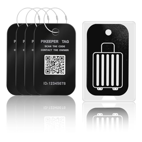PIKEEPER Smart Luggage Tags with QR Code, 4-Pack Waterproof