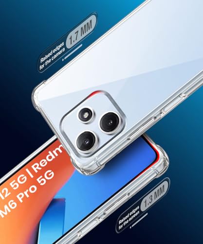 Image of WOW IMAGINE Clear Back Cover Case for Mi Redmi 12 5G | Redmi 12 4G | Poco M6 Pro 5G | Shockproof Soft TPU Case | Cushioned Edges for Ultimate Protection Back Cover Case - Transparent